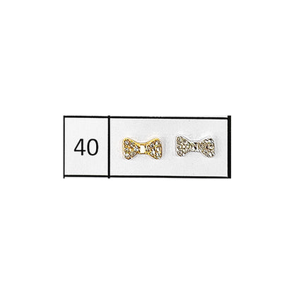 Metallic Nail Bows Accessory Silver Series - 5 Pair (Assorted Design)