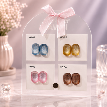 Savni UV Gel Polish Kit Set Of 4 PCS, 15ml Each, Glitter Cat Eye, Model-4002
