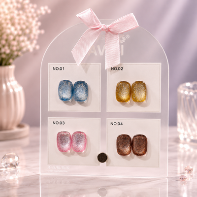 Savni UV Gel Polish Kit Set Of 4 PCS, 15ml Each, Glitter Cat Eye, Model-4002