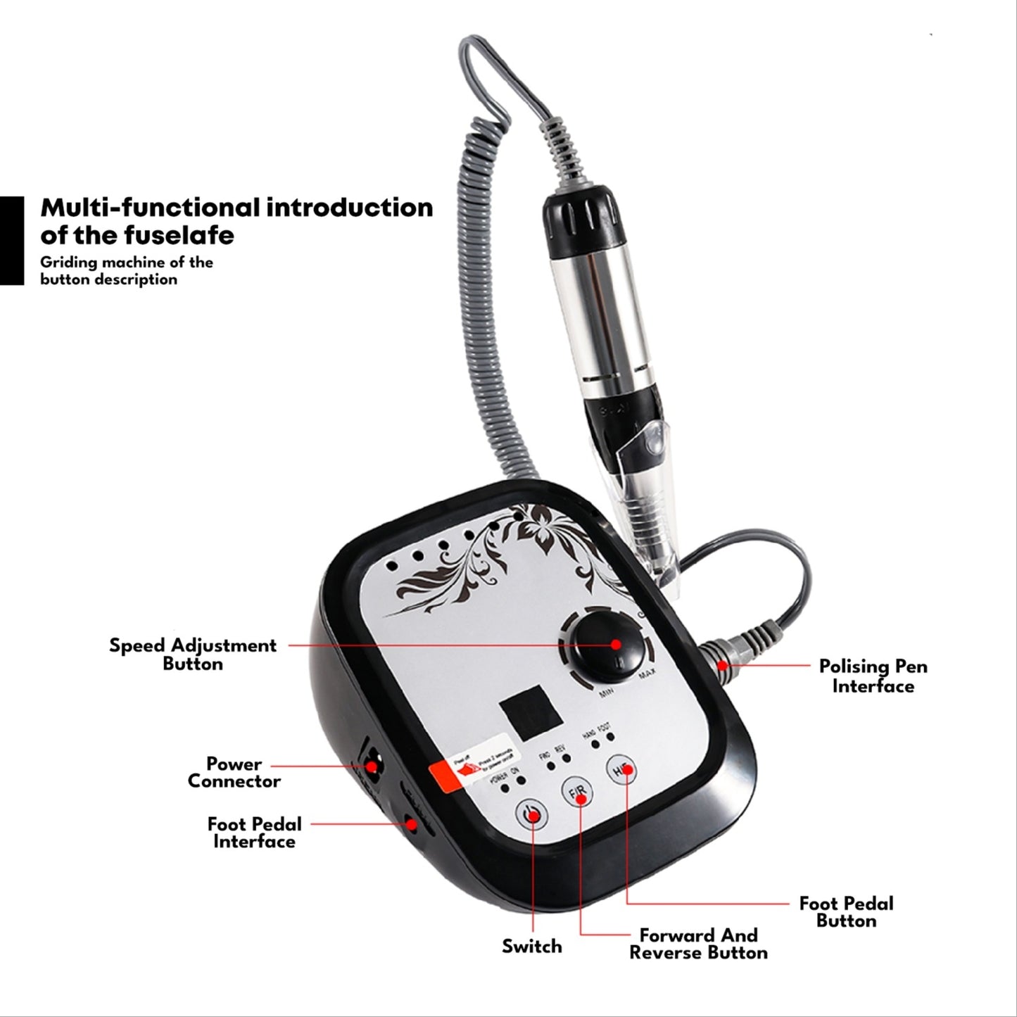 35000RPM Heavy Duty Maximum Stability Electric Nail Drill Machine