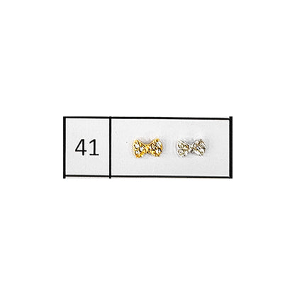 Metallic Nail Bows Accessory Silver Series - 5 Pair (Assorted Design)