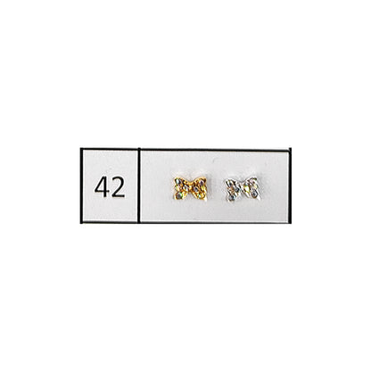 Metallic Nail Bows Accessory Silver Series - 5 Pair (Assorted Design)
