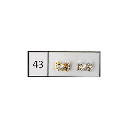 Metallic Nail Bows Accessory Silver Series - 5 Pair (Assorted Design)