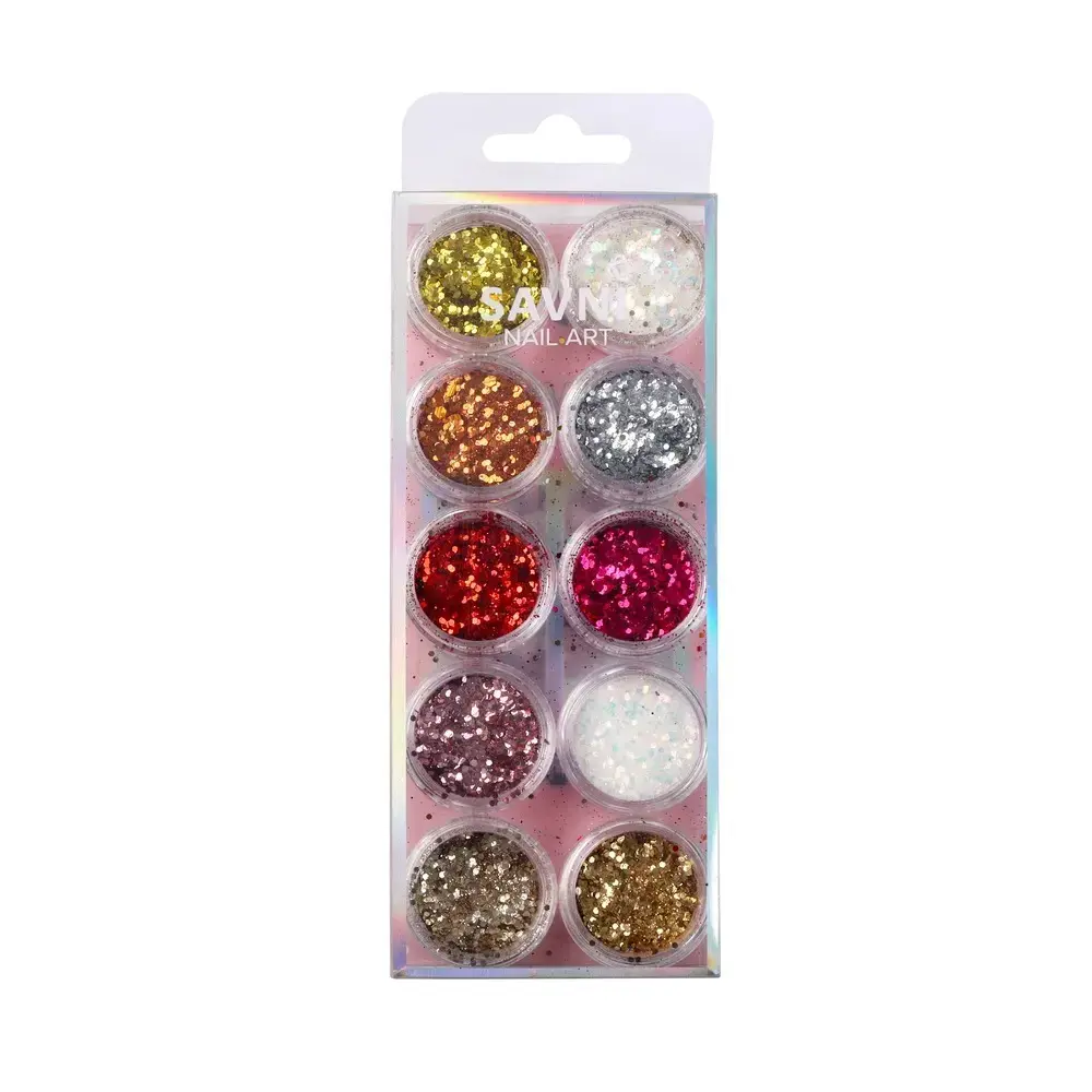 Savni Mix Glitters, Mylars & Sugar Dust - Pack of 10/12