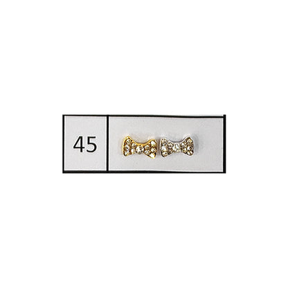Metallic Nail Bows Accessory Silver Series - 5 Pair (Assorted Design)