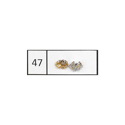 Metallic Nail Bows Accessory Silver Series - 5 Pair (Assorted Design)