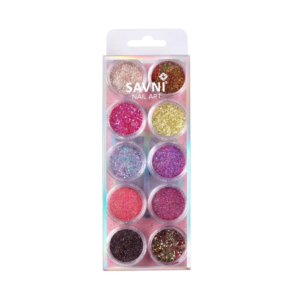 Savni Mix Glitters, Mylars & Sugar Dust - Pack of 10/12