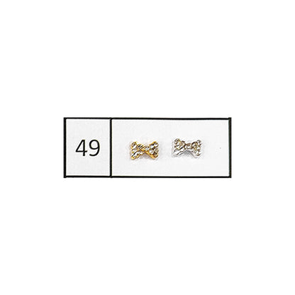 Metallic Nail Bows Accessory Silver Series - 5 Pair (Assorted Design)