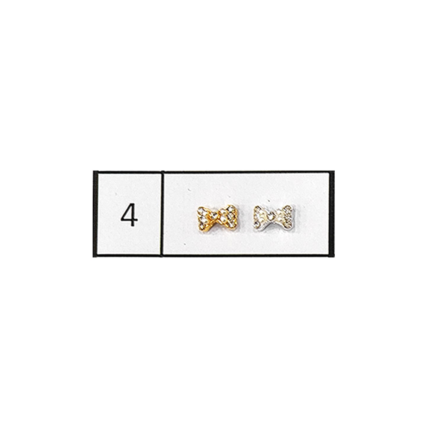 Metallic Nail Bows Accessory Silver Series - 5 Pair