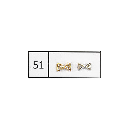 Metallic Nail Bows Accessory Silver Series - 5 Pair (Assorted Design)