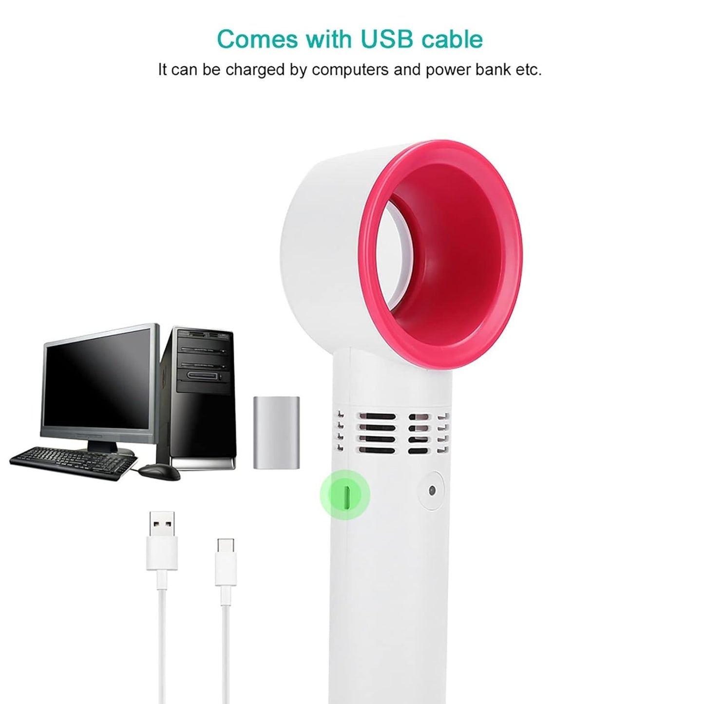 Eyelash Extension Rugged Bladeless Fan - White & Pink Color