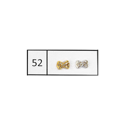 Metallic Nail Bows Accessory Silver Series - 5 Pair (Assorted Design)