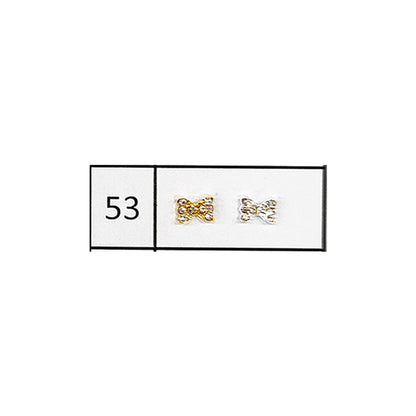 Metallic Nail Bows Accessory Silver Series - 5 Pair (Assorted Design)