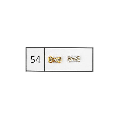 Metallic Nail Bows Accessory Silver Series - 5 Pair (Assorted Design)