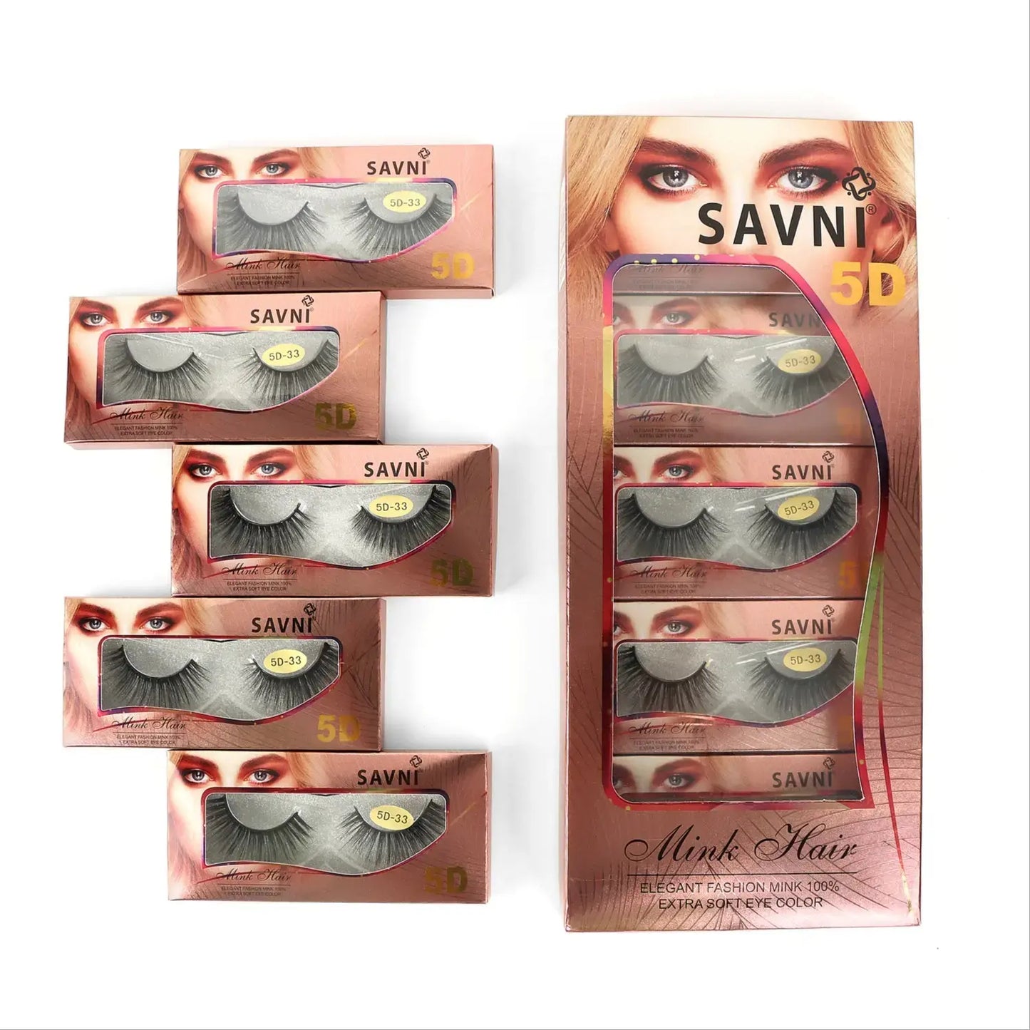 Savni 5D Professional Temporary Mink Hair Eyelash Extension 10 pairs Model 5D-33
