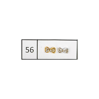 Metallic Nail Bows Accessory Silver Series - 5 Pair (Assorted Design)