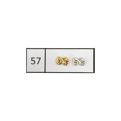 Metallic Nail Bows Accessory Silver Series - 5 Pair (Assorted Design)
