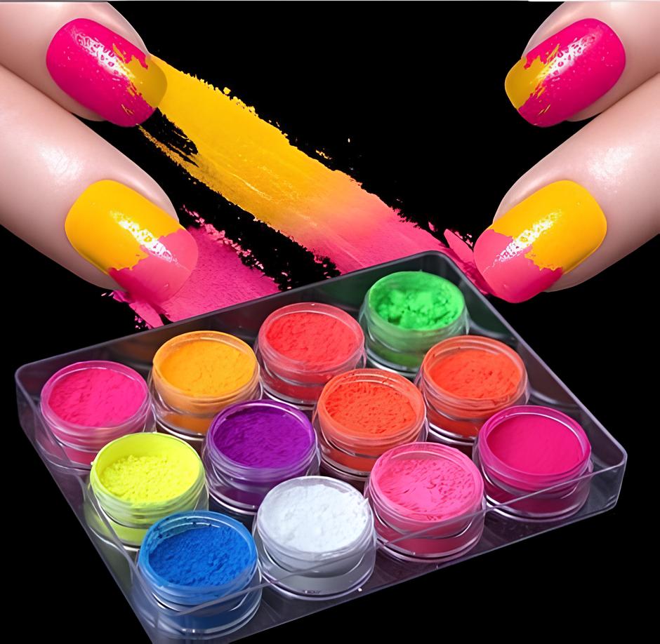 Fluorescent Neon Pigment Powder - Set of 12 Colors