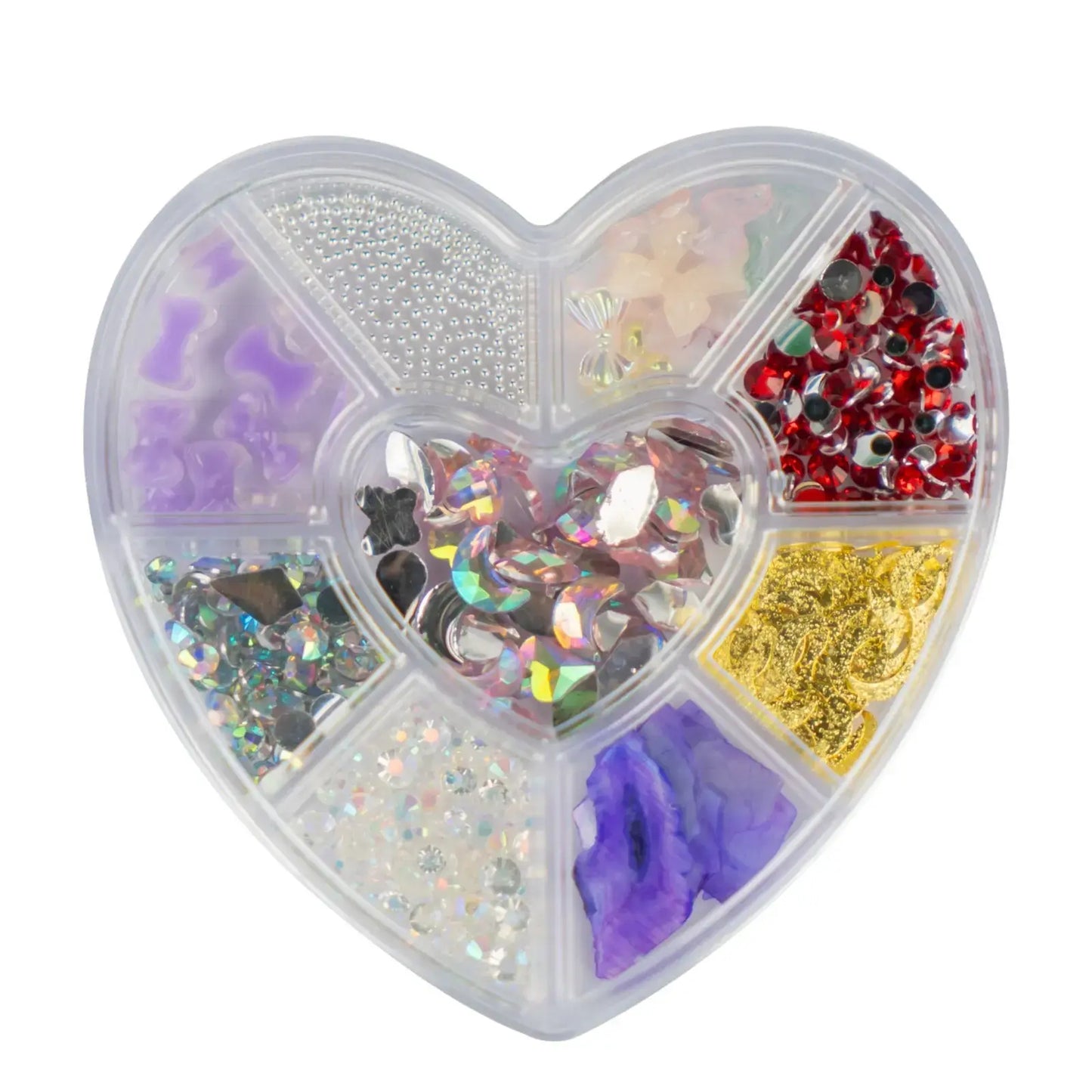 Rhinestones Caviar Pearls Accessories Stones Accessories Mix in Heart Storage Box