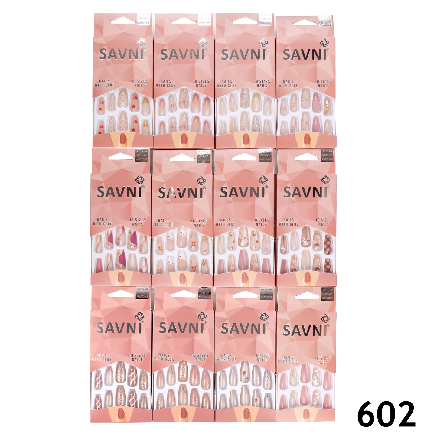 Press On Nails Premium Stone & Printed Series - 12 Boxes