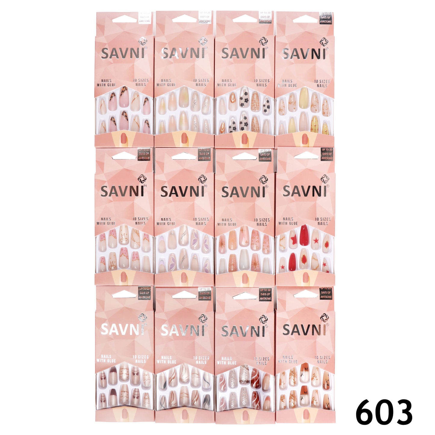 Press On Nails Premium Stone & Printed Series - 12 Boxes
