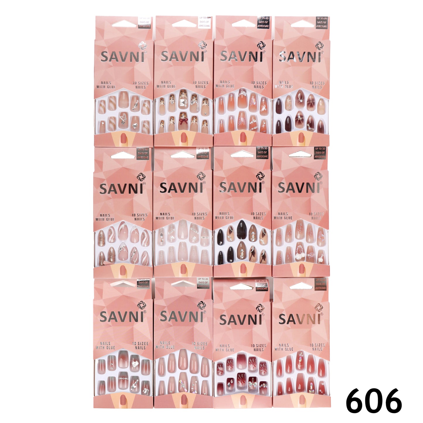 Press On Nails Premium Stone & Printed Series - 12 Boxes
