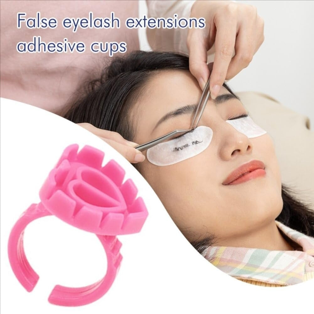 Eyelash Glue Holding Rings 100 Pieces - Assorted Color & Shape