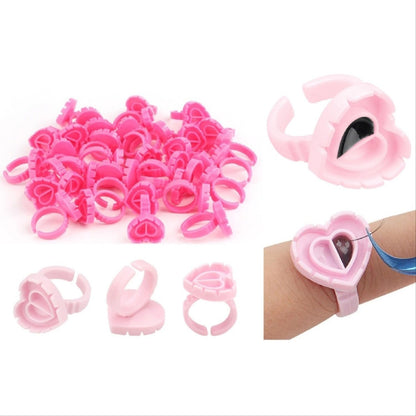 Eyelash Glue Holding Rings 80 Pieces - Assorted Color & Shape