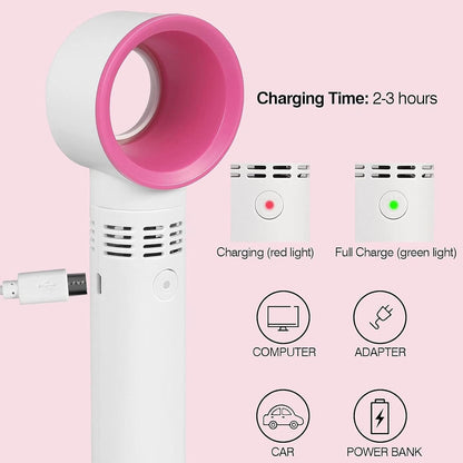 Eyelash Extension Rugged Bladeless Fan - White & Pink Color