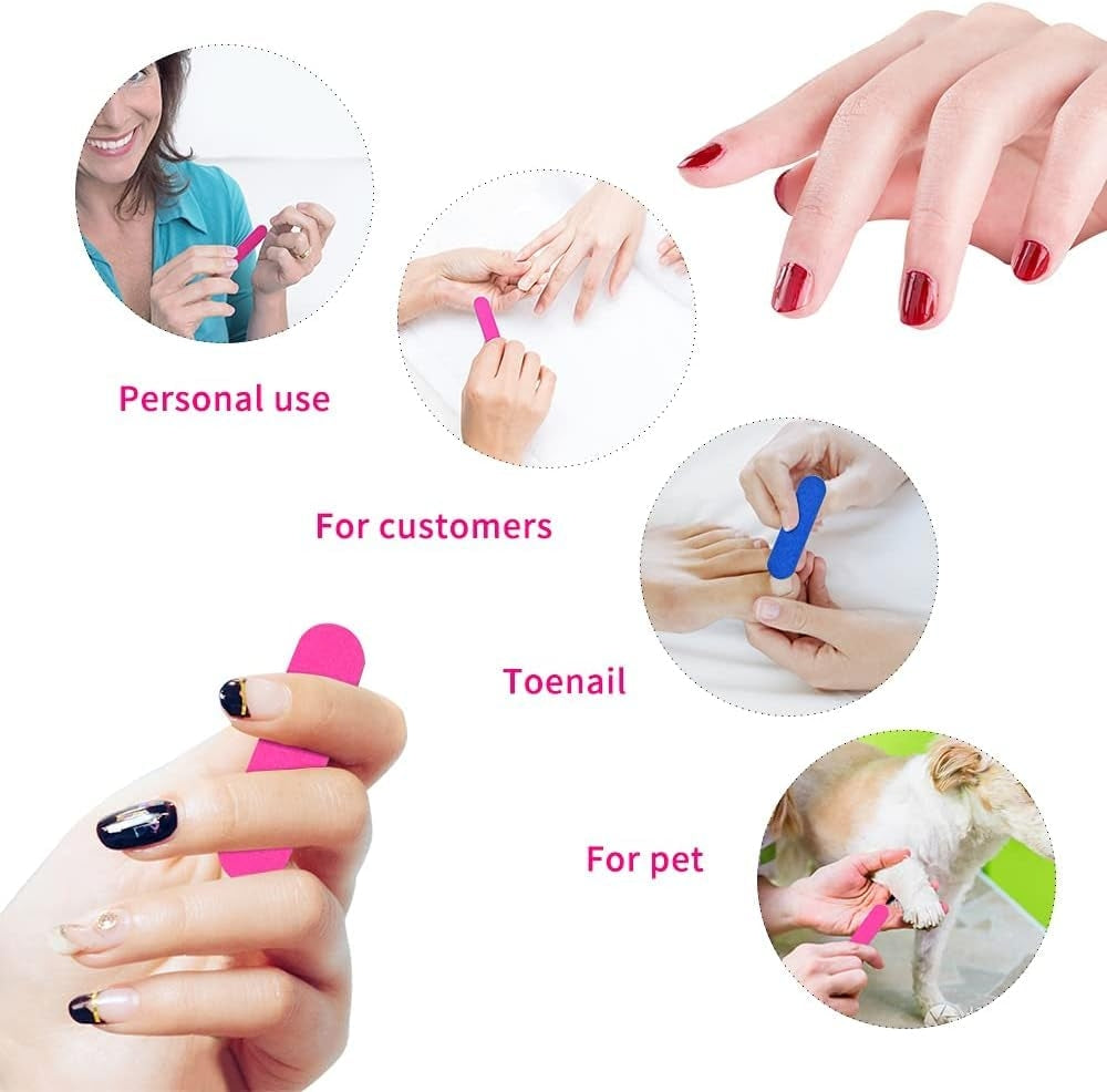 Disposable Mini Nail Filers Pink & Blue - Pack of 100