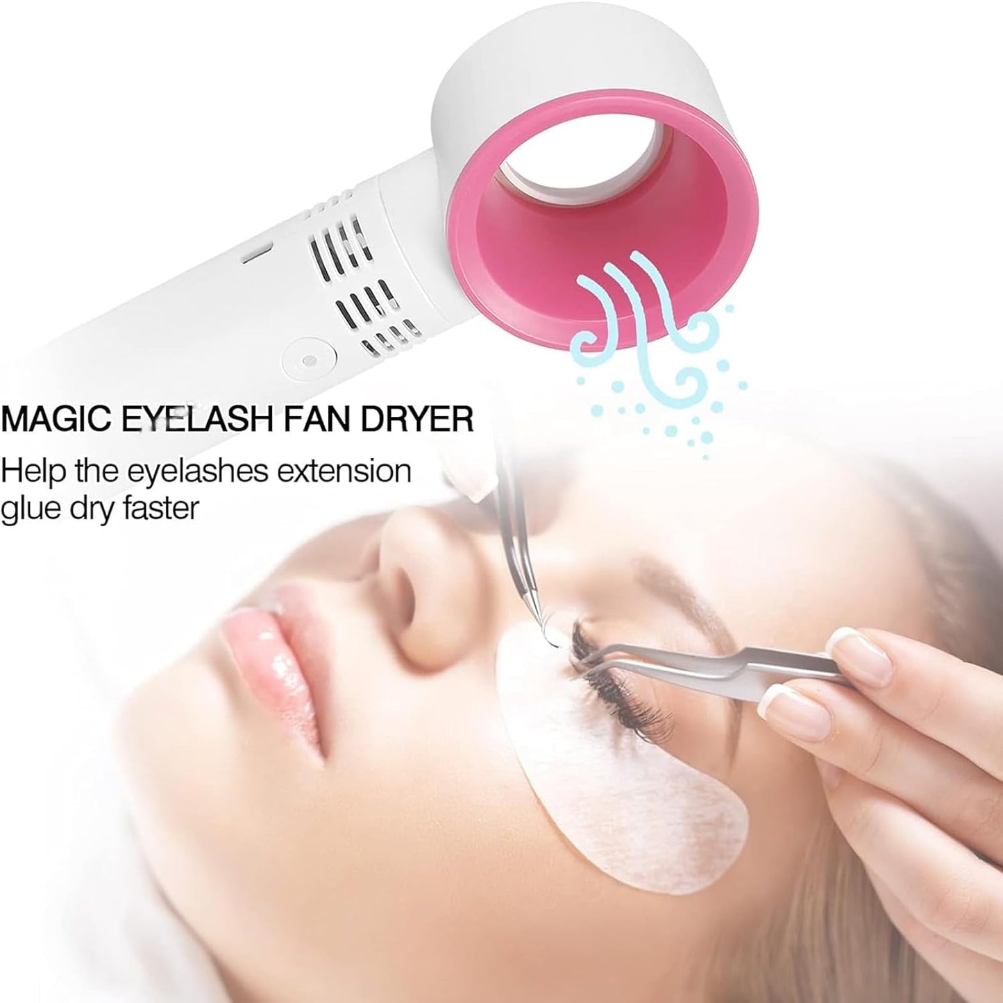 Eyelash Extension Rugged Bladeless Fan - White & Pink Color