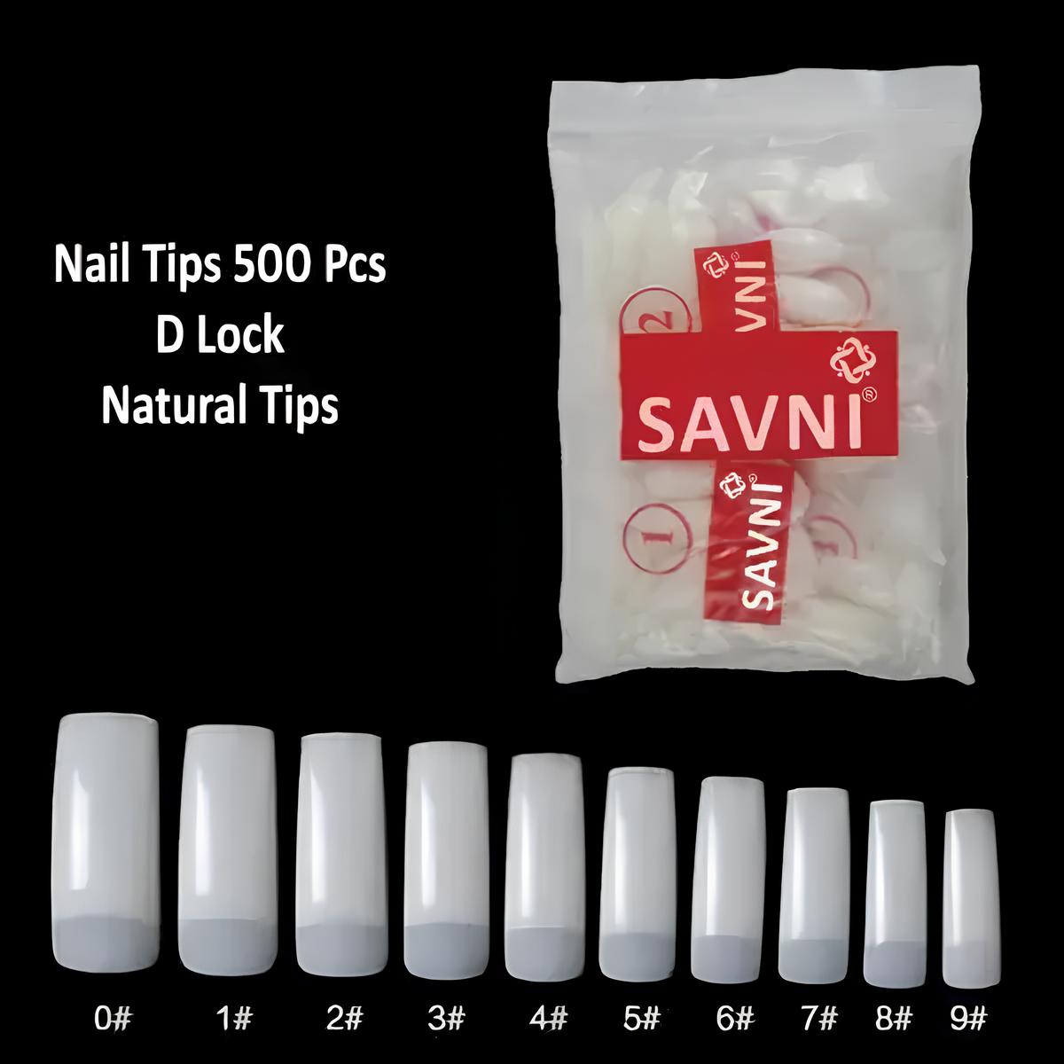 Savni E1 D Lock Half Moon Natural Tips - 500 pcs