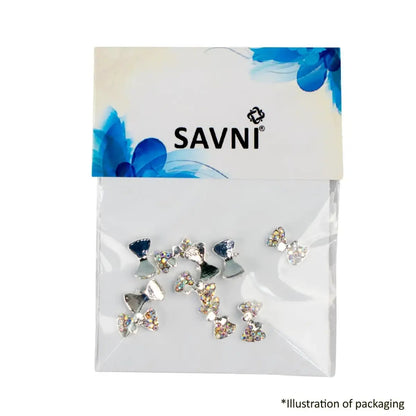 Metallic Nail Bows Accessory Silver Series - 5 Pair (Assorted Design)