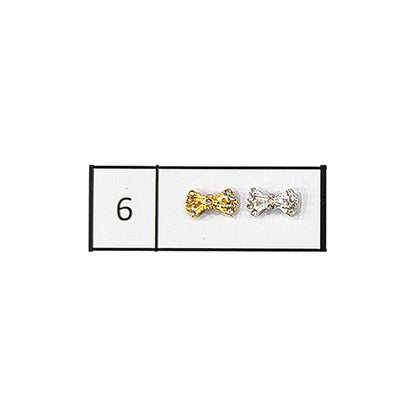 Metallic Nail Bows Accessory Silver Series - 5 Pair (Assorted Design)
