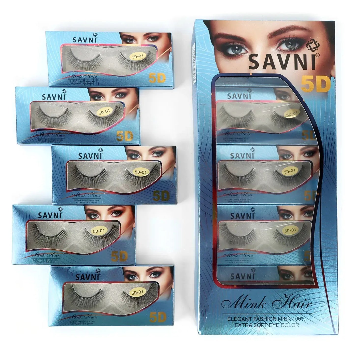 Savni 5D Professional Temporary Mink Hair Eyelash Extension 10 pairs Model 5D-01
