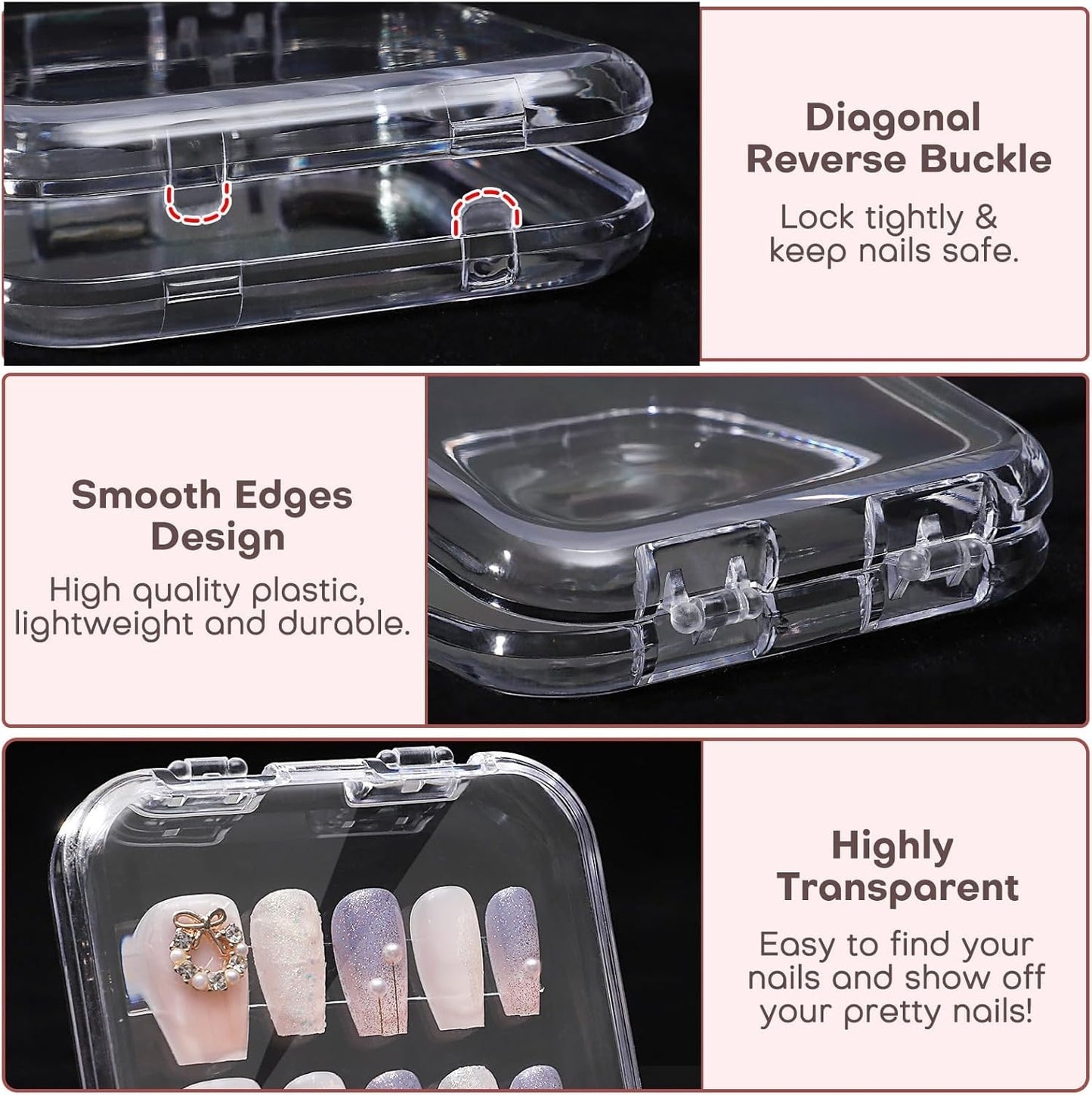 Empty Press On Storage Transparent Box - Pack of 10