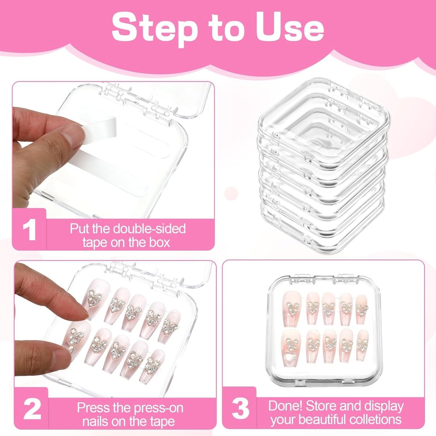 Empty Press On Storage Transparent Box - Pack of 10