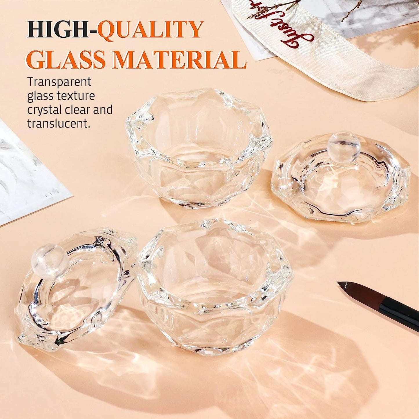 Premium Glass Dappen Dish with Lid Octagon Shape
