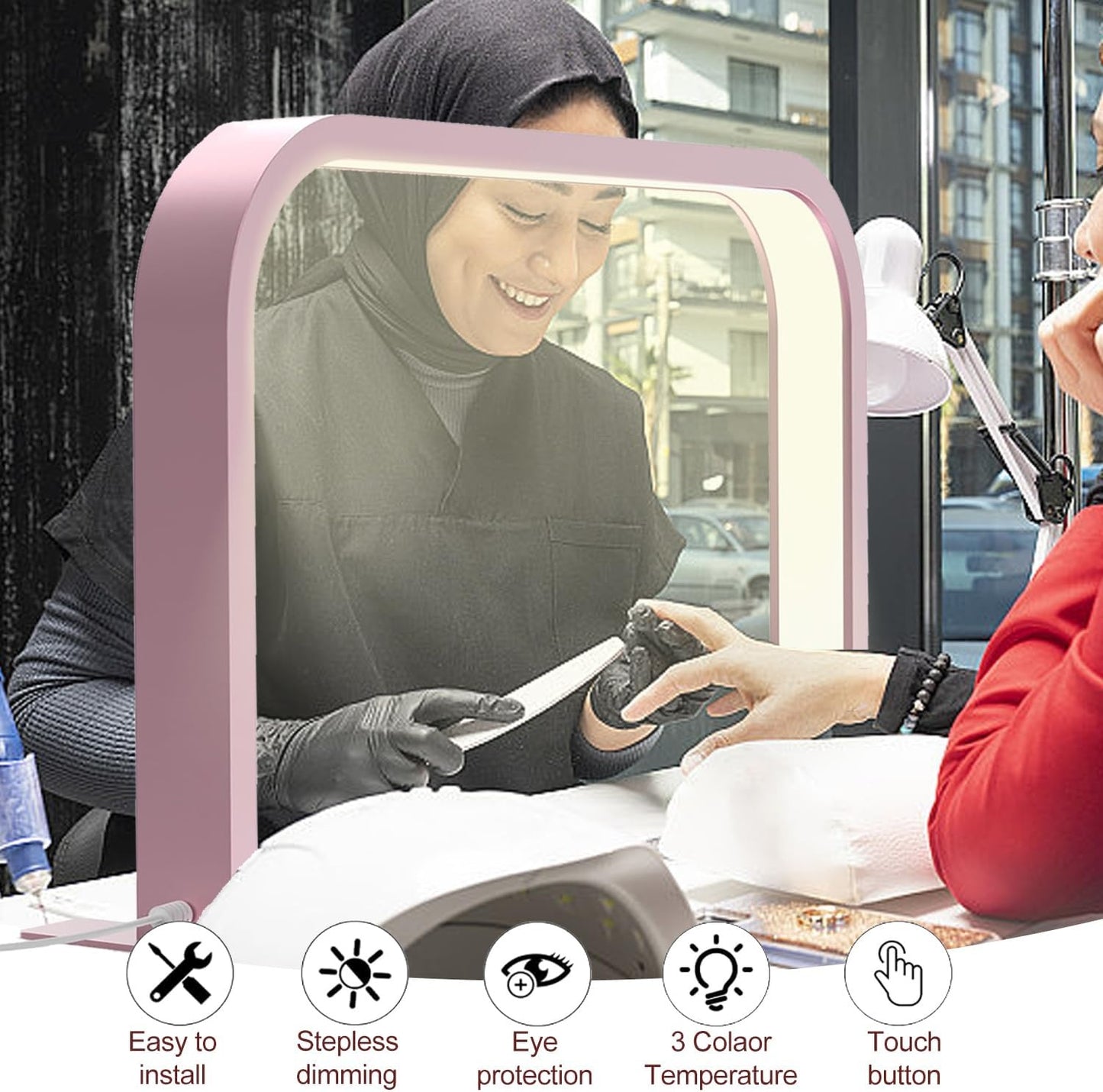 Nail Art Square Decoration Light- Pink Color