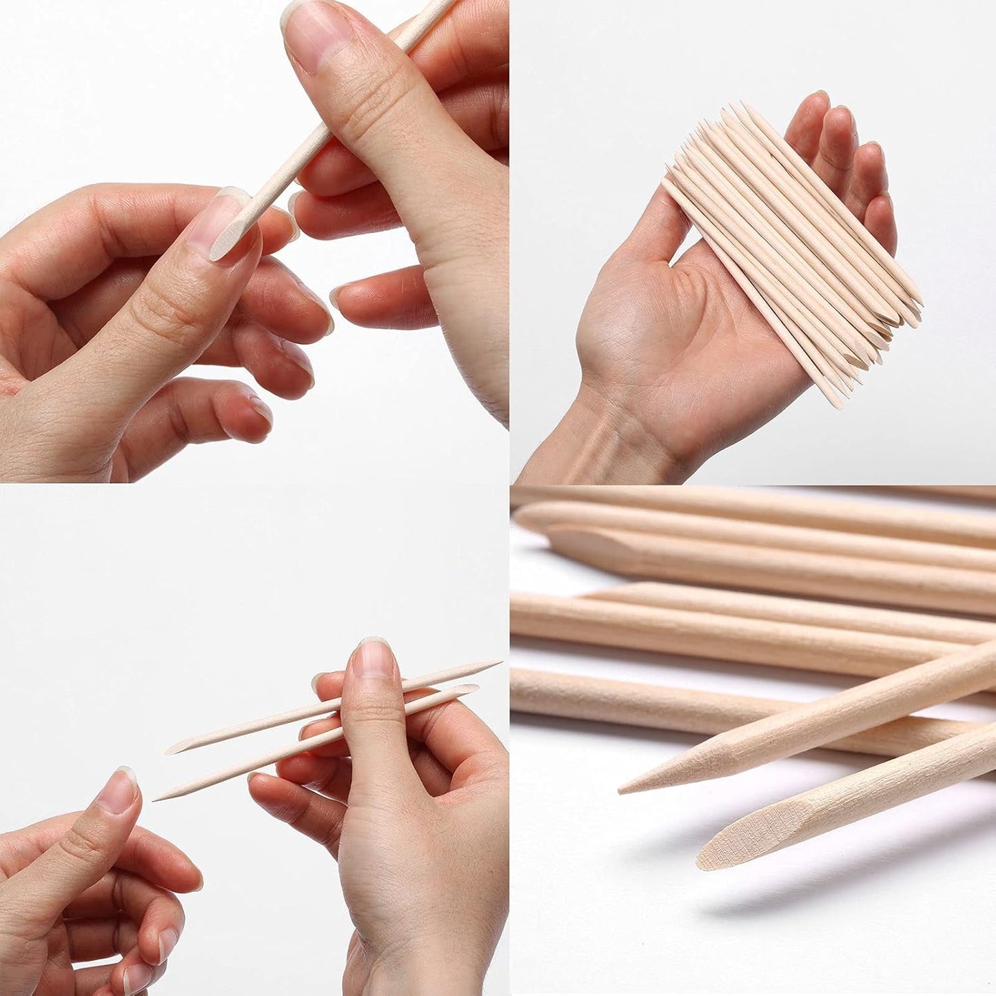 Orange Cuticle Pushing Wooden Sticks - Pack of 100