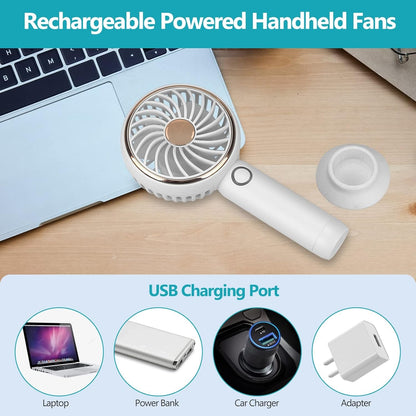 Eyelash Extension Mini Handheld Fan White & Gold Color