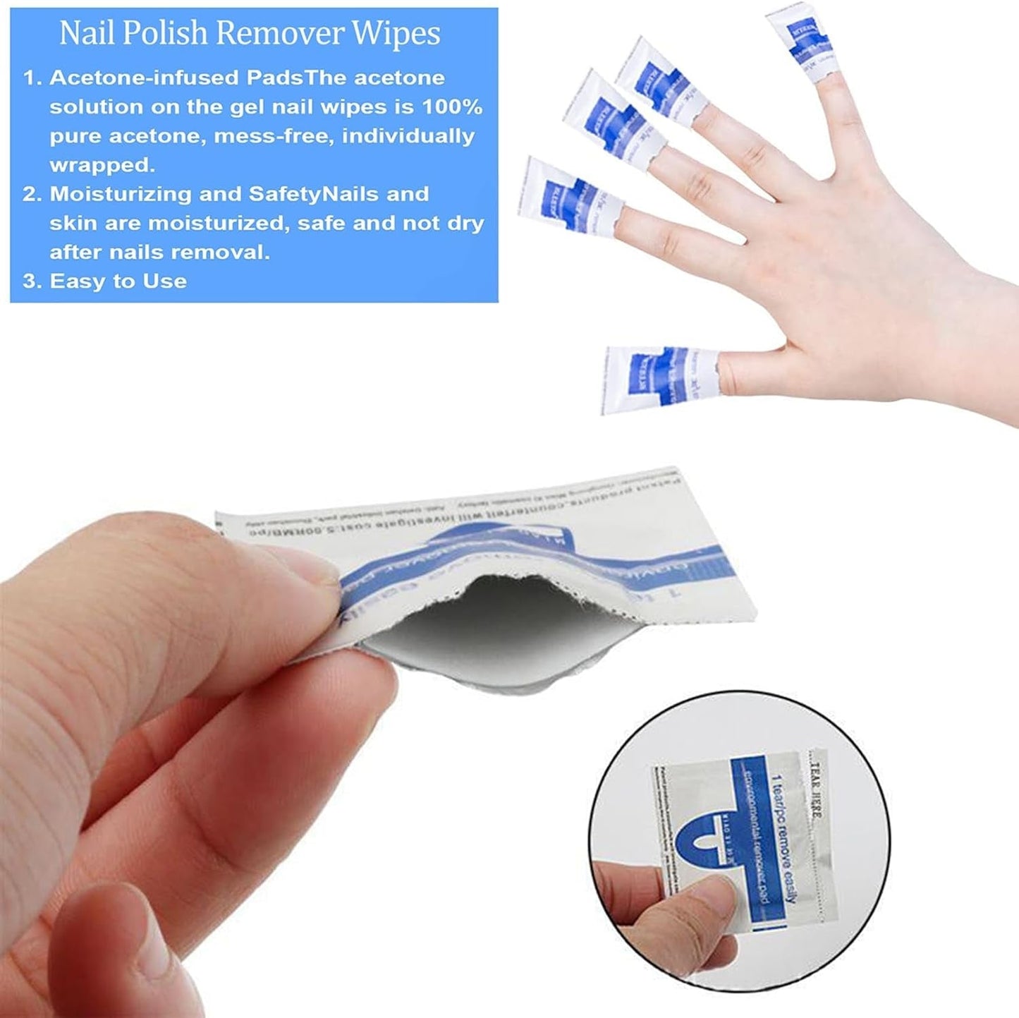Nail Removal 100% Acetone Wipes for Nail Polish & Acrylic, Gel Removal - 204 pieces Product vendor