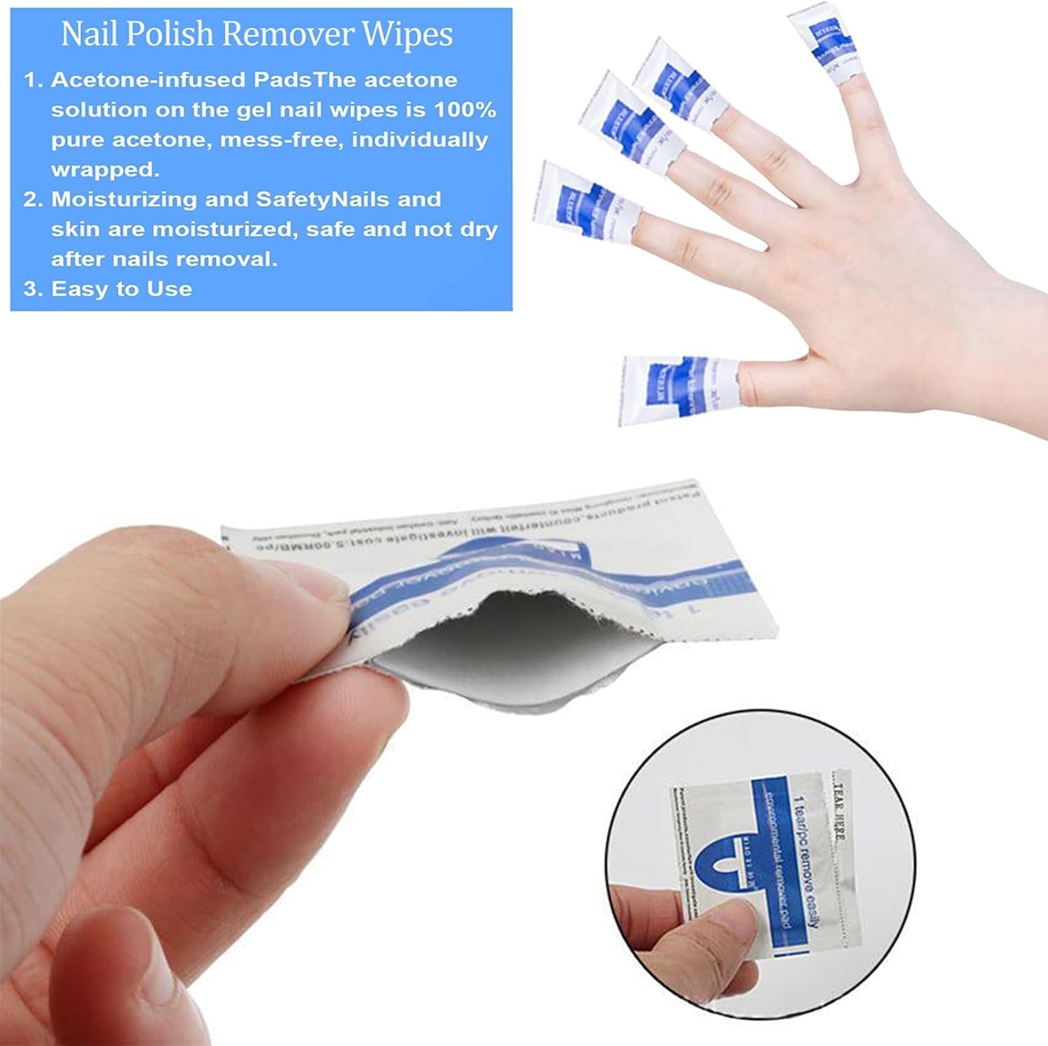 Nail Removal 100% Acetone Wipes for Nail Polish & Acrylic, Gel Removal - 204 pieces Product vendor