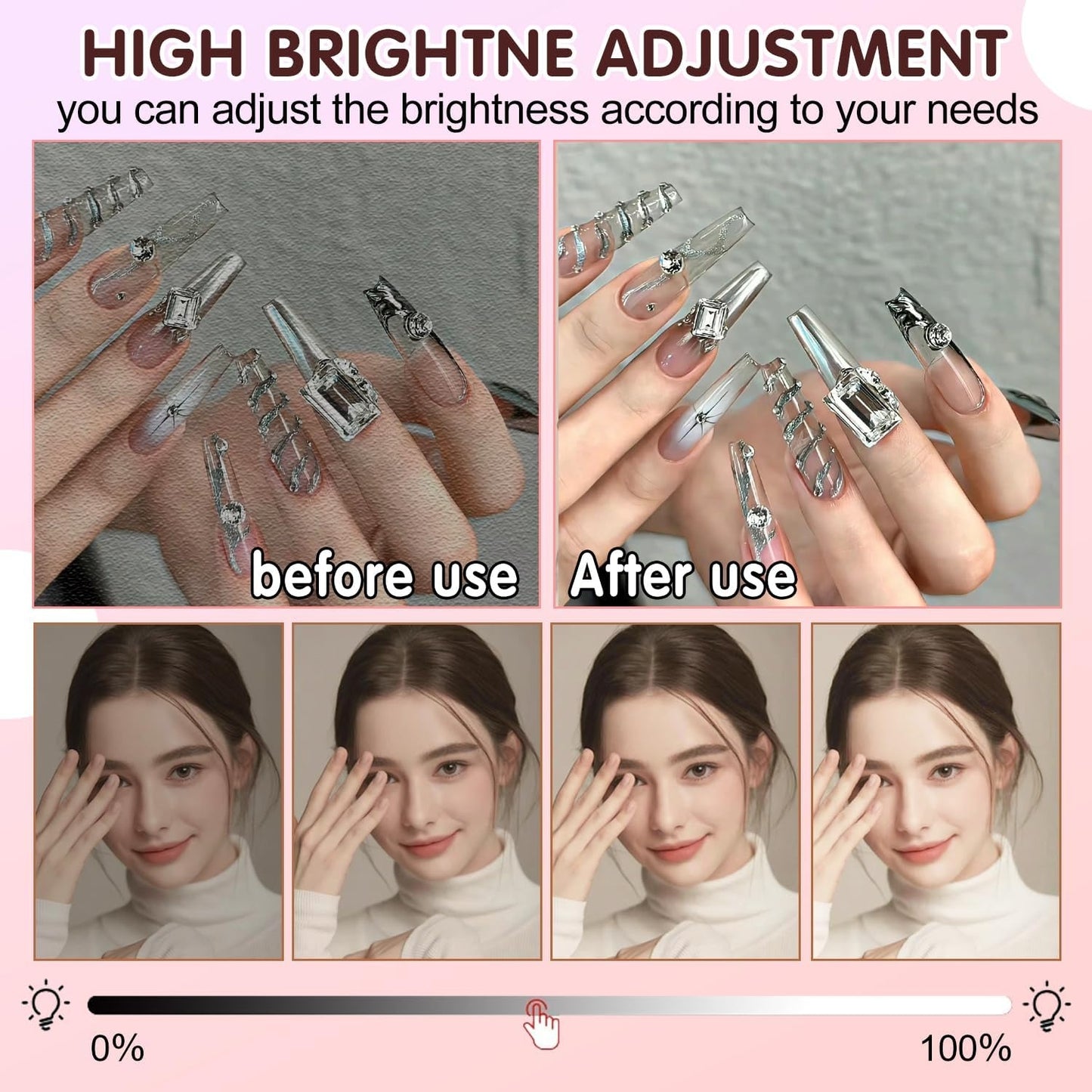 Nail Art Square Decoration Light- Pink Color