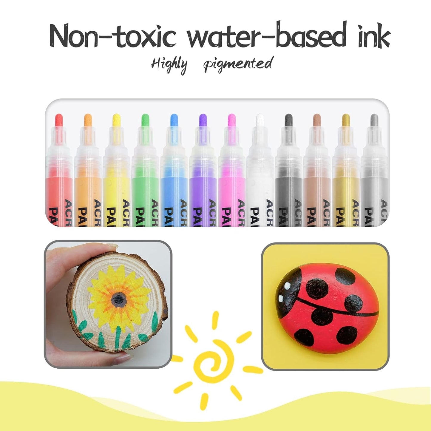 Acrylic Art Paint Markers - Set of 12 Colors