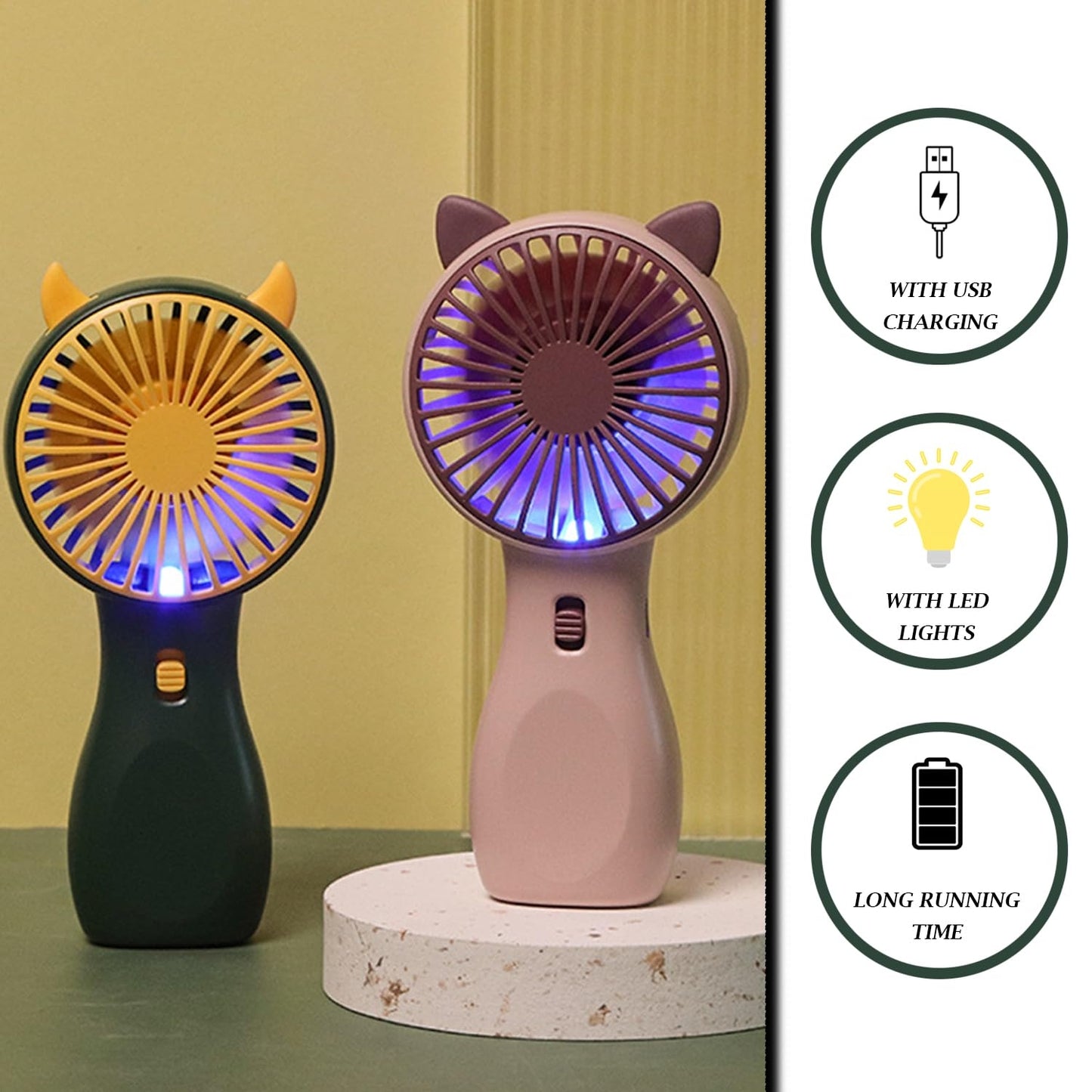 Eyelash Extension Mini Fan with Cute Cat Ears - Assorted Color