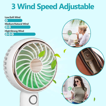 Eyelash Extension Mini Handheld Fan White & Gold Color