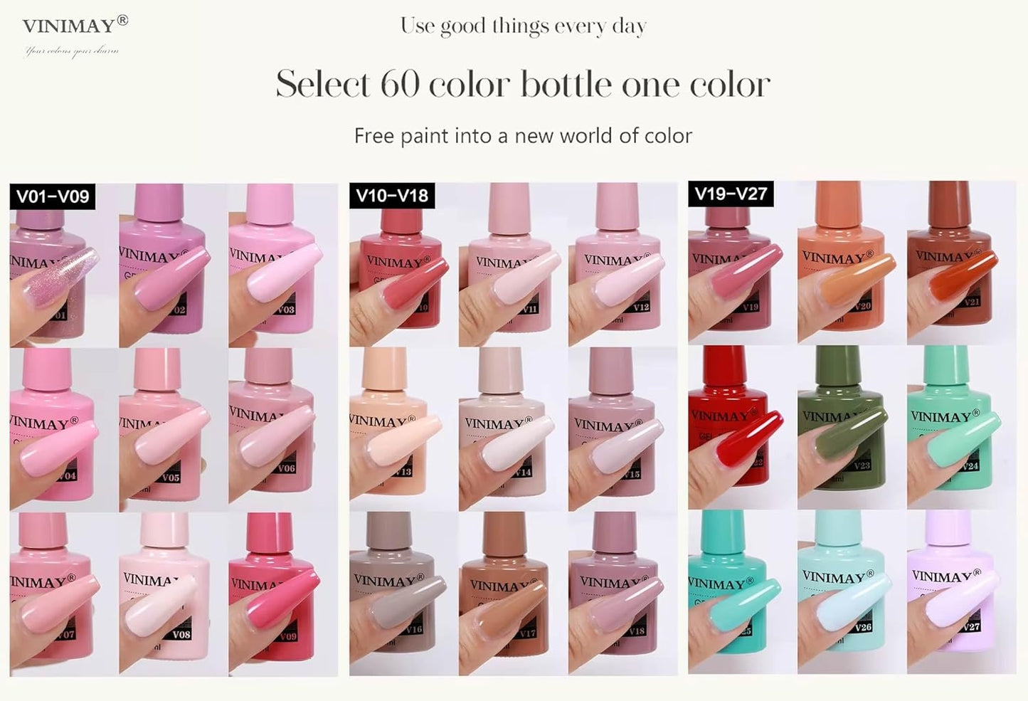 Vinimay Professional UV Gel Nail Polish 60 Pcs Kit With Shade Card & 6 Function Gels