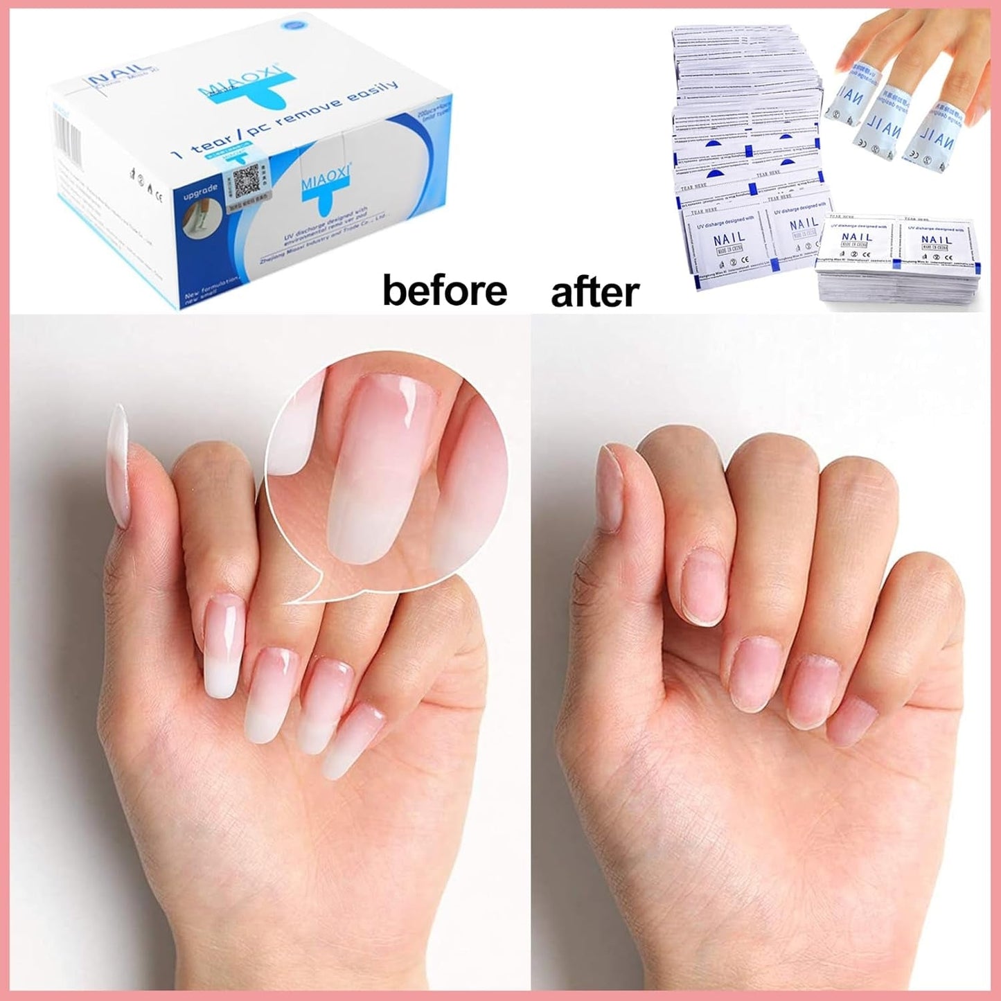 Nail Removal 100% Acetone Wipes for Nail Polish & Acrylic, Gel Removal - 204 pieces Product vendor