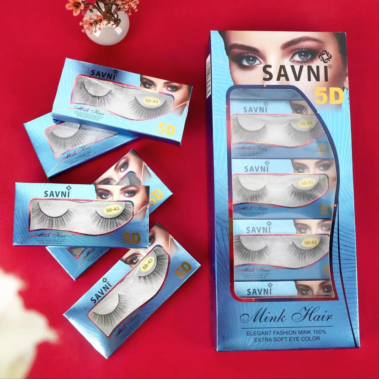 Savni 5D Professional Temporary Mink Hair Eyelash Extension 10 pairs Model 5D-43